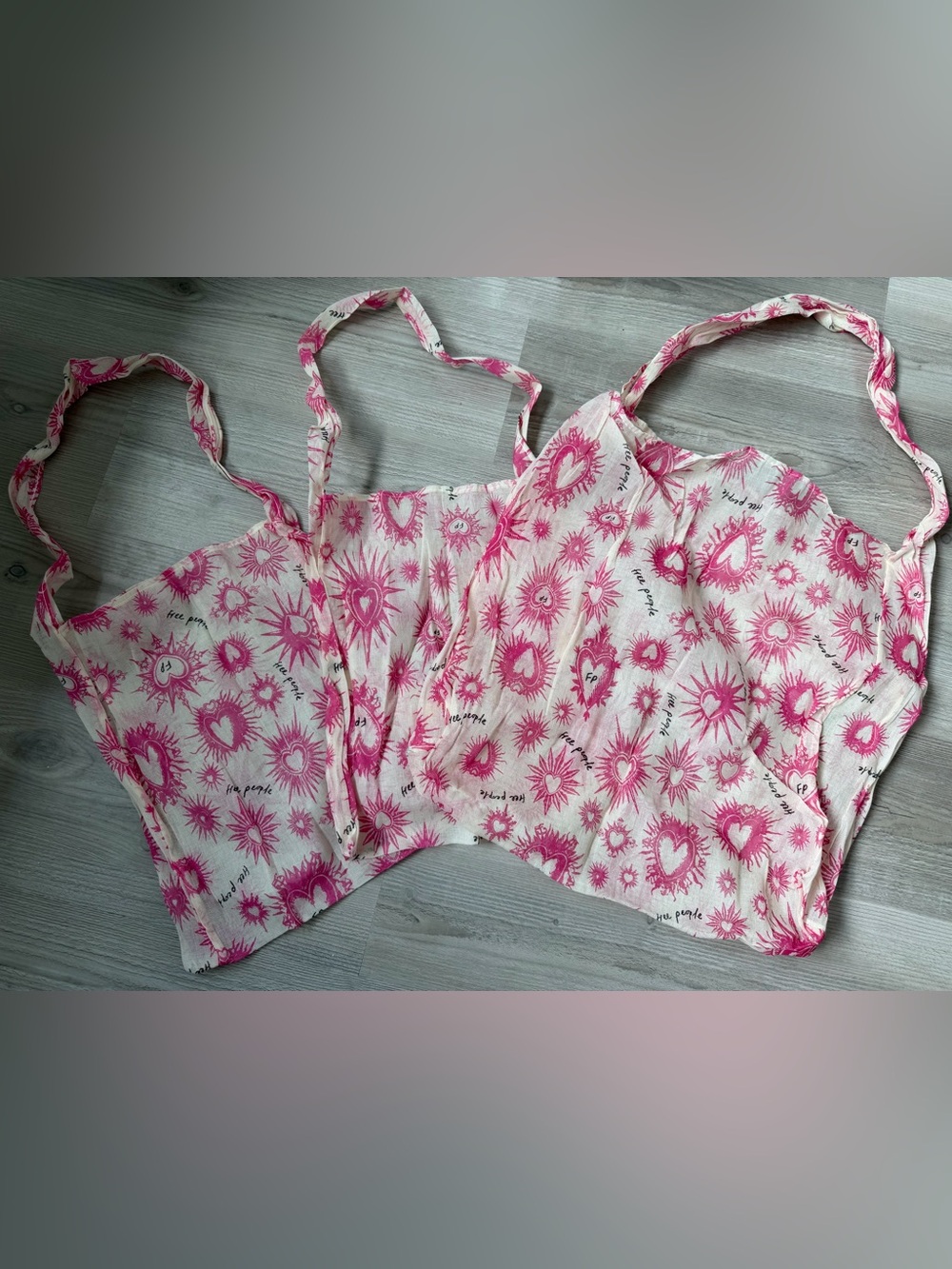 Free People Pink Heart & Sunburst Print Tote